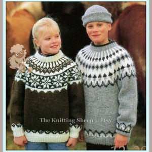 PDF Knitting Pattern - Small Ladies or Childs Yoked Nordic 30-38" Bust/Chest - Fair Isle Sweater in Lopi Wool - Instant Download