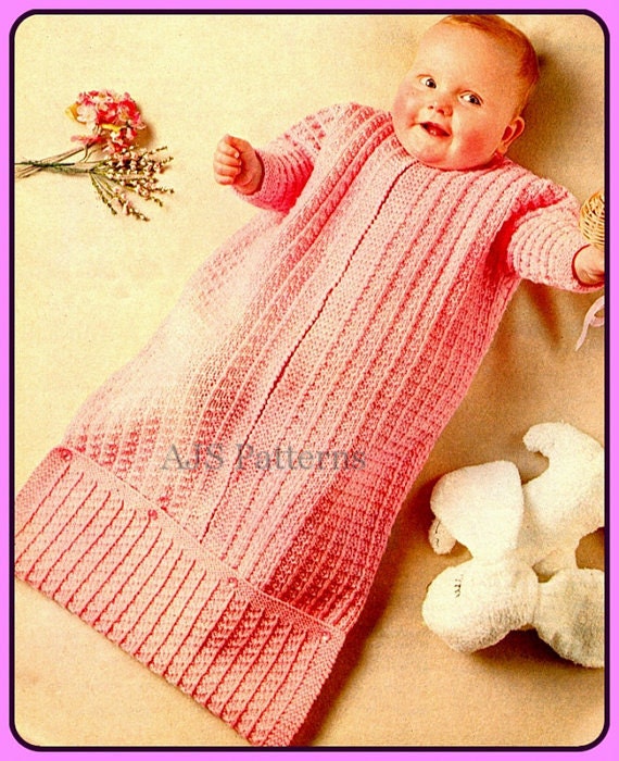 PDF Knitting Pattern for a Babies Zip Up Sleeping Bag/Bunting