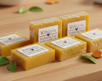 Turmeric Kojic Soap Bar Handmade Skincare Product Natural Ingredients Vitamin C Face Body Cleanser Yellow Brightening Facial Skin Brightener