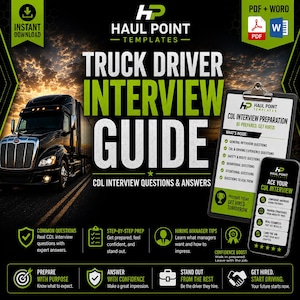 Truck Driver Interview Guide | CDL Interview Questions & Answers | Trucking Job Interview Prep | CDL Job Interview PDF | Instant Download
