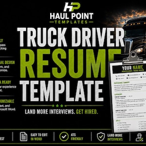Truck Driver Resume Template | CDL Class A ATS-Friendly Word Doc (Digital Download)