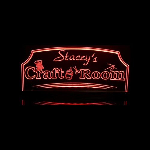 Crochet Sewing Craft Room Name Sign Acrylic Lighted Edge Lit Etsy