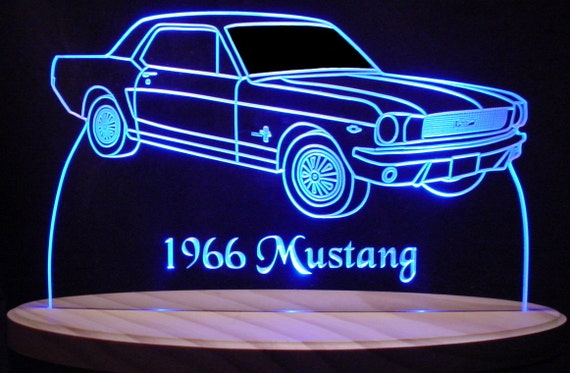 1966 Mustang Conv Edge Lit Lighted Led Sign 11-13/" Plaque 66 VVD3 Made in USA
