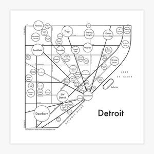 Detroit Carte Letterpress Imprimer 8"x8 »