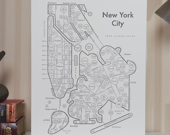 New York City Map 8.5"x11" Letterpress Art Print in Black/Green/Silver/Pink