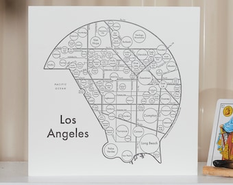 Los Angeles Neighborhood Map Screen Print 17.5&quot;x17.5&quot;