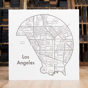 Los Angeles Map Letterpress Print 8 x 8 image 1