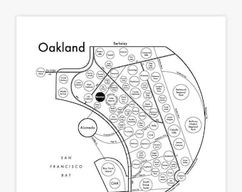 Oakland Letterpress Map 8"x8" Print