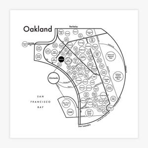 Oakland Letterpress Map 8&quot;x8&quot; Print