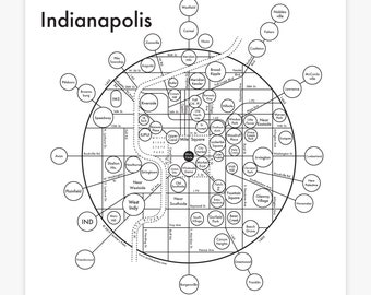 Indianapolis Map Letterpress Print 8"x8"