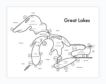 Great Lakes Letterpress Map 8.5"x11"