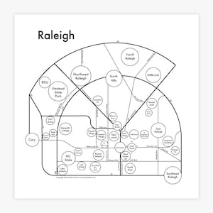 Raleigh Letterpress Map Print 8&quot;x8&quot;