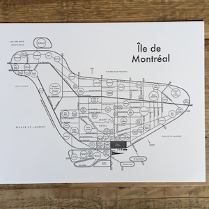 Carte de Montréal 8.5 "x 11 » typographie