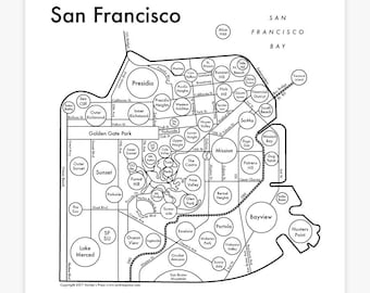 San Francisco Map Letterpress Print 8"x8"