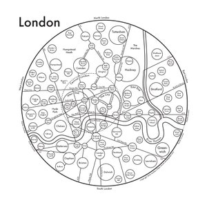 Londres Carte typographique impression 8 '' x 8 ''