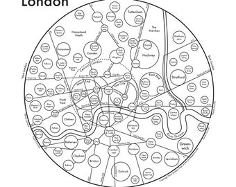 London Map Letterpress Print 8"x8"
