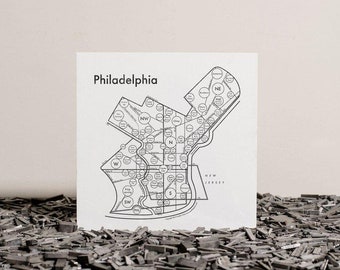 Philadelphia Map 17.5"x17.5" Screenprint.