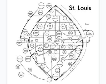 St. Louis Map Letterpress Print 8"x8"