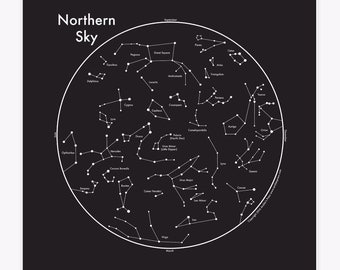 Sky Constellation Star Map 17.5"x17.5" Screenprint