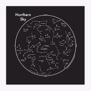 Northern Sky Letterpress Print Map 8"x8"