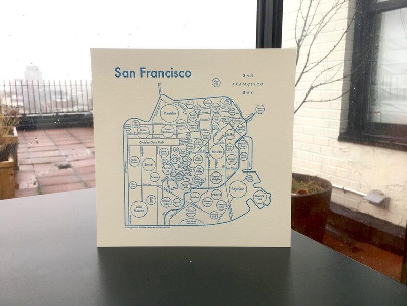 San Francisco Map 17.5 x 17.5 Screenprint image 2