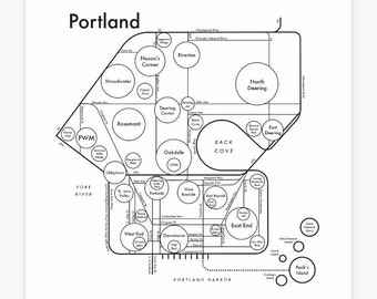Portland, ME Map 8x8 Letterpress Print