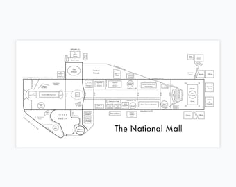 National Mall Map Letterpress Print 6"x12"