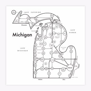 Michigan Map 8"x8" Letterpress Map