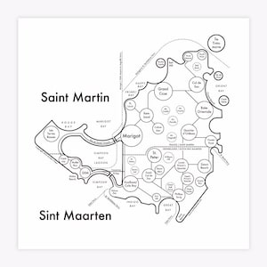 St. Martin/Sint Maarten Carte Letterpress Imprimer 8"x8 »