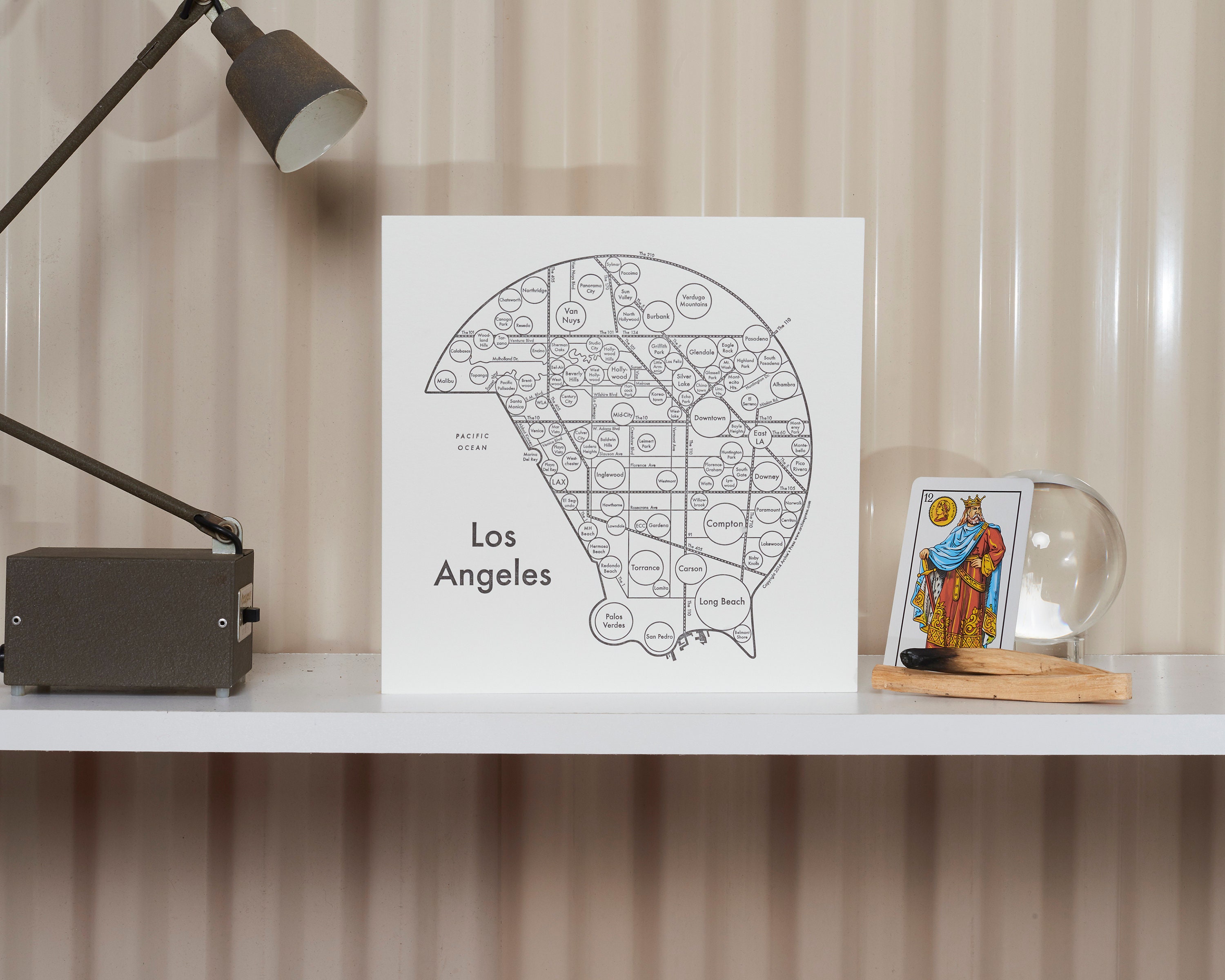 Los Angeles Neighborhood Map Screen Print 17.5"x17.5"