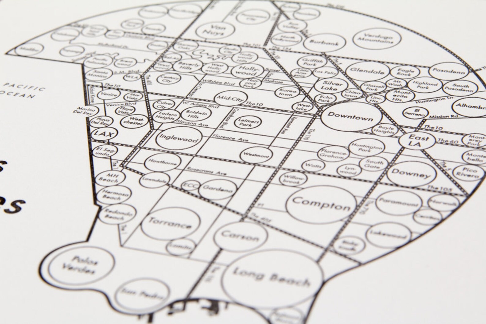 Los Angeles Map Letterpress Print 8 X 8 Etsy