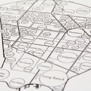 Los Angeles Map Letterpress Print 8 x 8 image 5