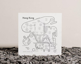 Hong Kong Map Screenprint 17.5x17.5