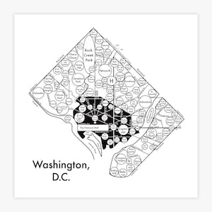 Washington, D.C. Map Letterpress Print 8" x 8"