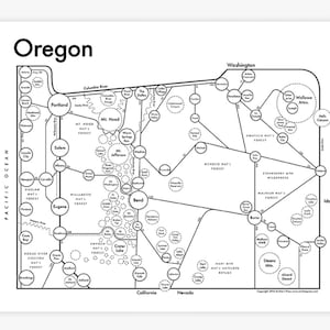 Oregon Letterpress Map 8.5"x11"