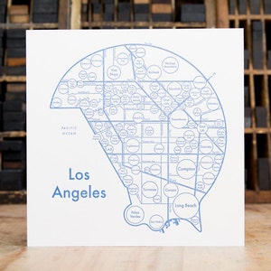 Los Angeles Map Letterpress Print 8 x 8 image 3