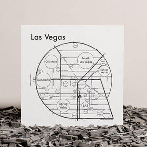 Las Vegas Carte minimaliste 17.5"x17.5 » Sérigraphie