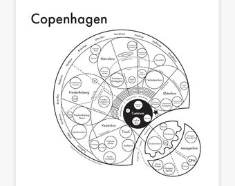 Copenhagen Letterpress Map Print 8"x8"