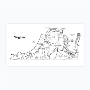 Virginia Letterpress Map 6&quot;x12&quot;