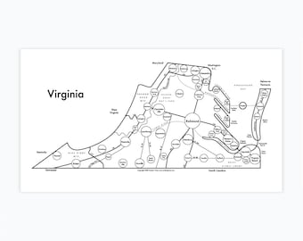 Virginia Letterpress Map 6"x12"