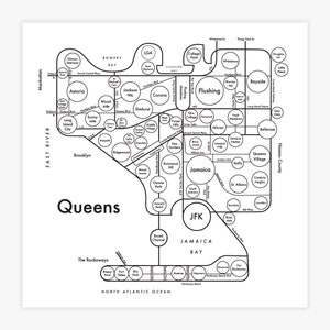 Queens NYC Map Print 8&quot;x8&quot;