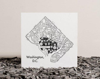 Washington, D.C. Map 17.5" x 17.5" Screenprint