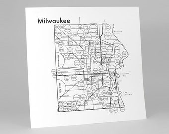 Milwaukee, Wisconsin City Map 17.5"x17.5" Screenprint