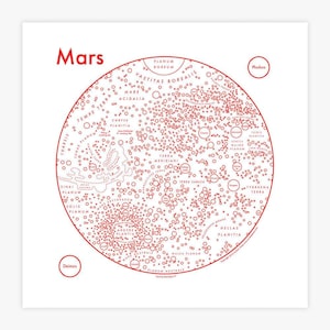 Mars Carte Sérigraphie 17.5"x17.5 »