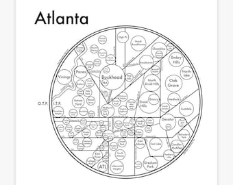 Atlanta Map 17.5"x17.5" Screenprint