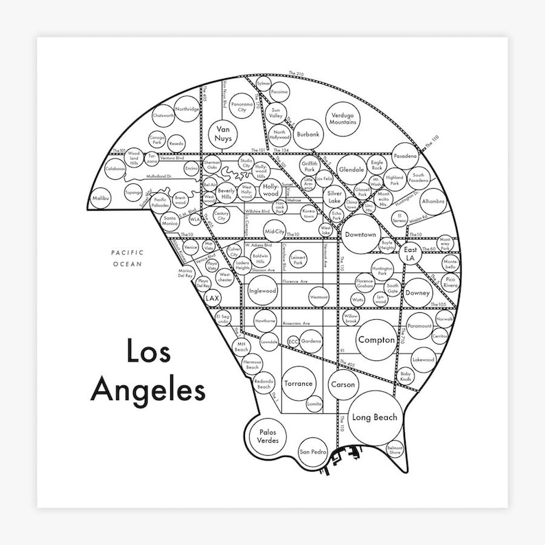 Los Angeles Map Letterpress Print 8 x 8 image 2