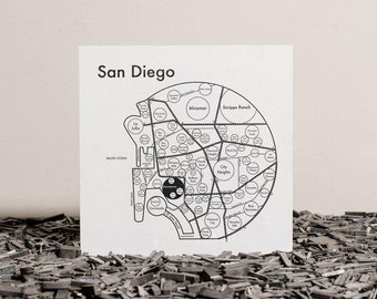 San Diego Screen Print Map 17.5"x17.5"