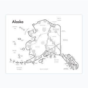 Alaska Map Letterpress Imprimer 8.5"x11"