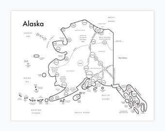 Alaska Map Letterpress Print 8.5"x11"