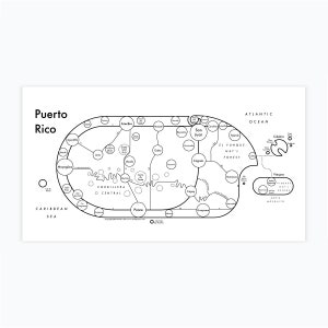 Puerto Rico Letterpress Map Print 6&quot;x12&quot;